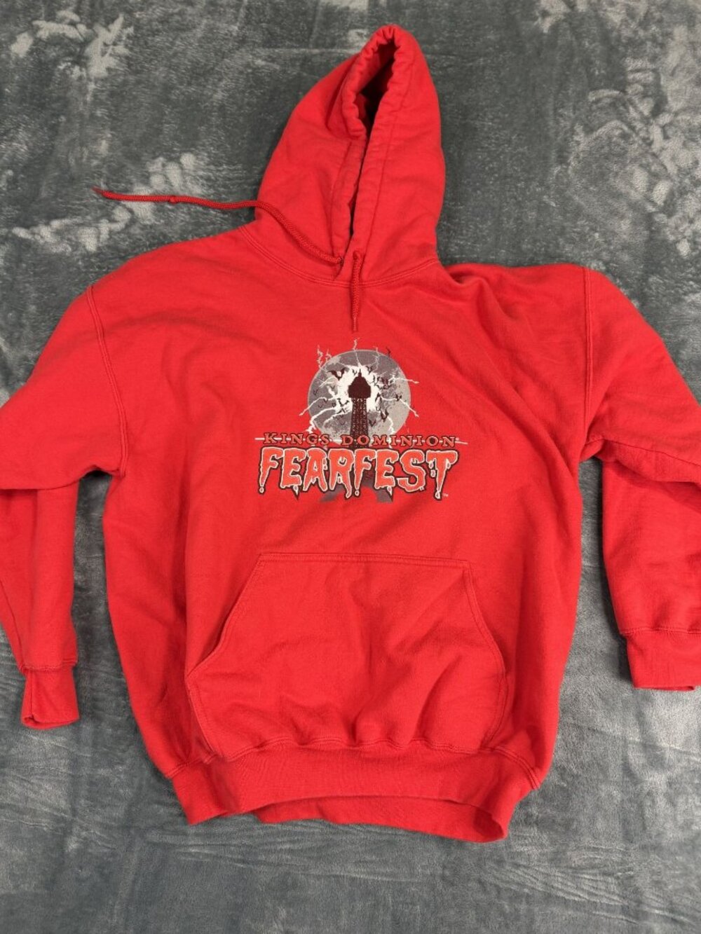 Kings Dominion FearFest Red Graphic Hoodie XL Gildan Heavy Blend